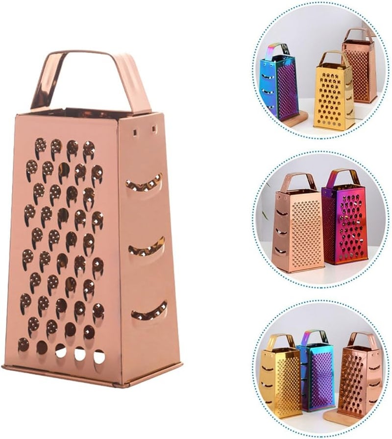 4 Sided Rose Gold Stainless Steel Cheese Grater Vegetable Cutter Multifunctional Kitchen Tool - Image 3